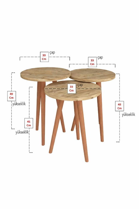 Hanah Home Set de Mesas Apilables Ck152Ck - Pino
